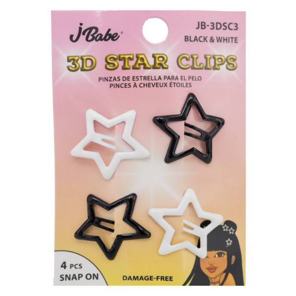 3D Star Clips - Black/White (4 pcs)