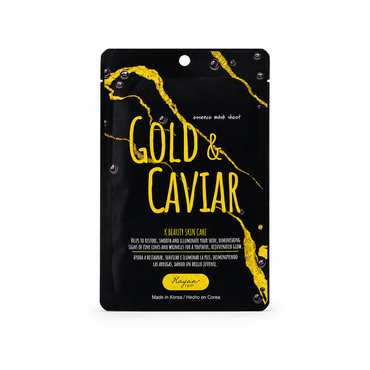 Mascarilla facial extracto  Oro + Caviar tela hidratante Hayan