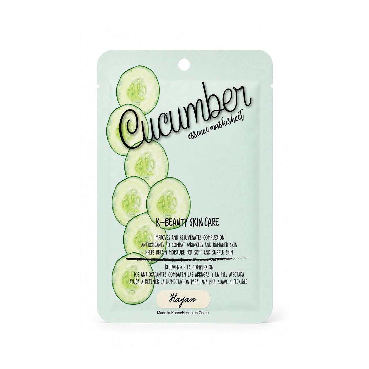 Mascarilla Facial extracto de Pepino tela Efecto refrescante Hayan