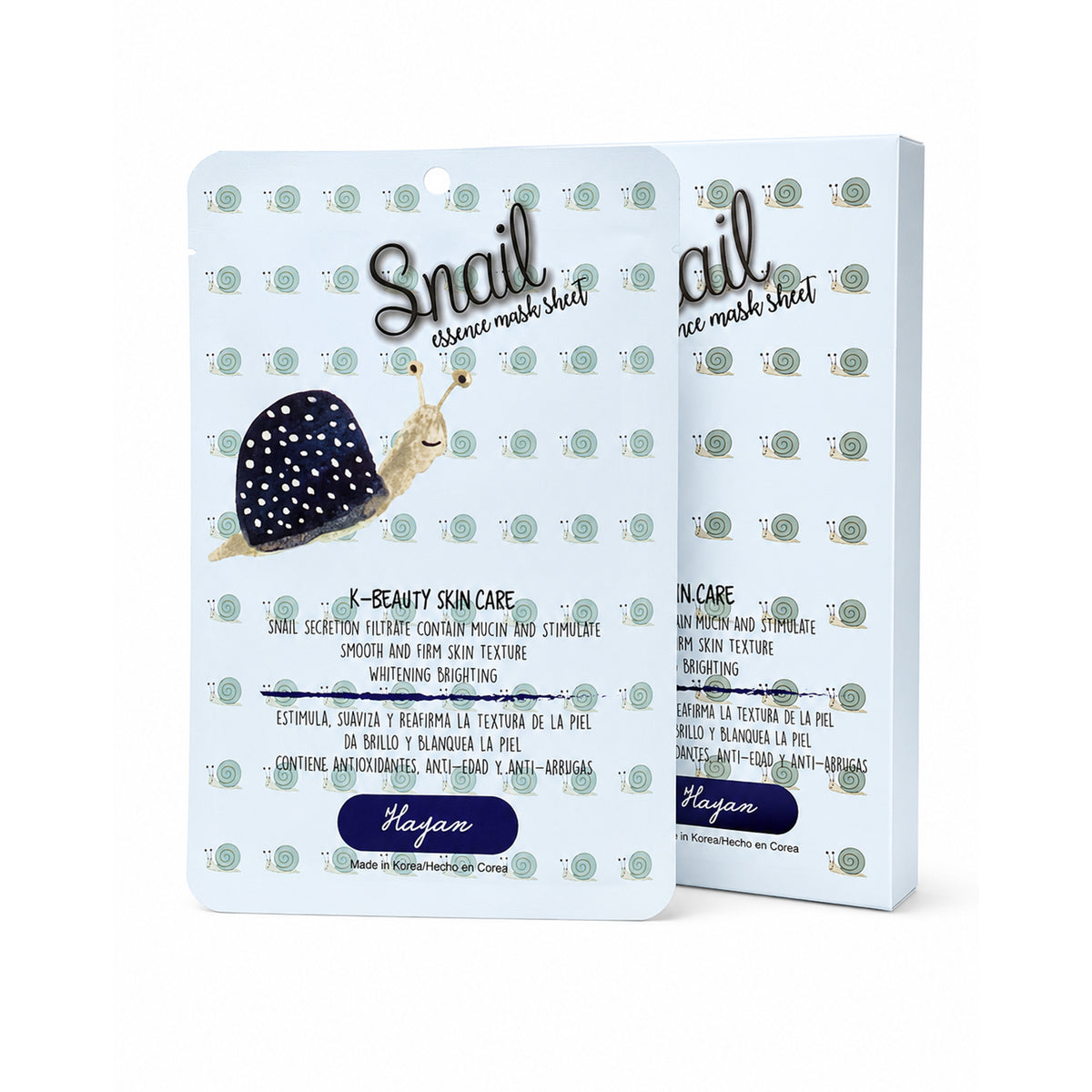 Mascarilla facial extracto baba de caracol  tela hidratante Hayan