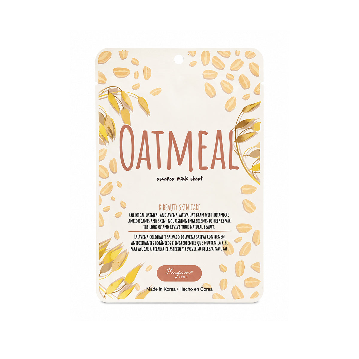 Mascarilla de Tela con Extracto de Avena  efecto Calmante Hayan