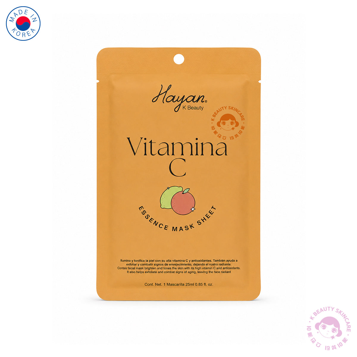 Mascarilla facial vitamina C tela hidratante Hayan