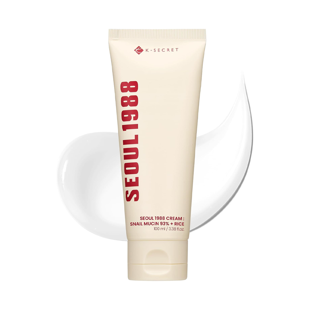 K-Secret Seoul 1988 Cream: Snail Mucin 93% + Rice 100 ML Crema Reparadora e Iluminadora